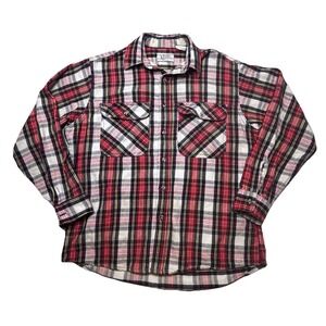 Vintage Private Property USA Plaid Flannel Shirt Red Black Workwear Button Up L